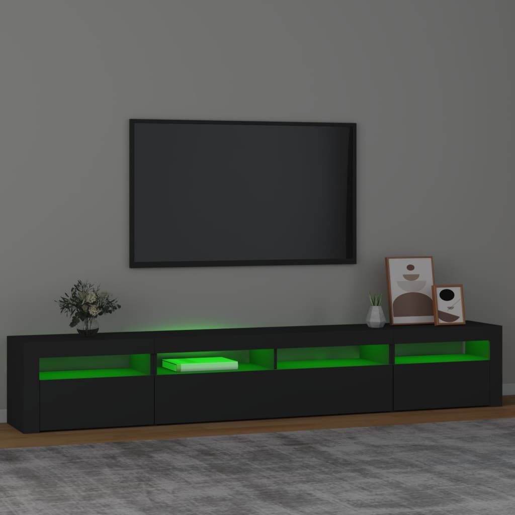 vidaXL Mueble de TV con luces LED Negro 240x35x40 cm