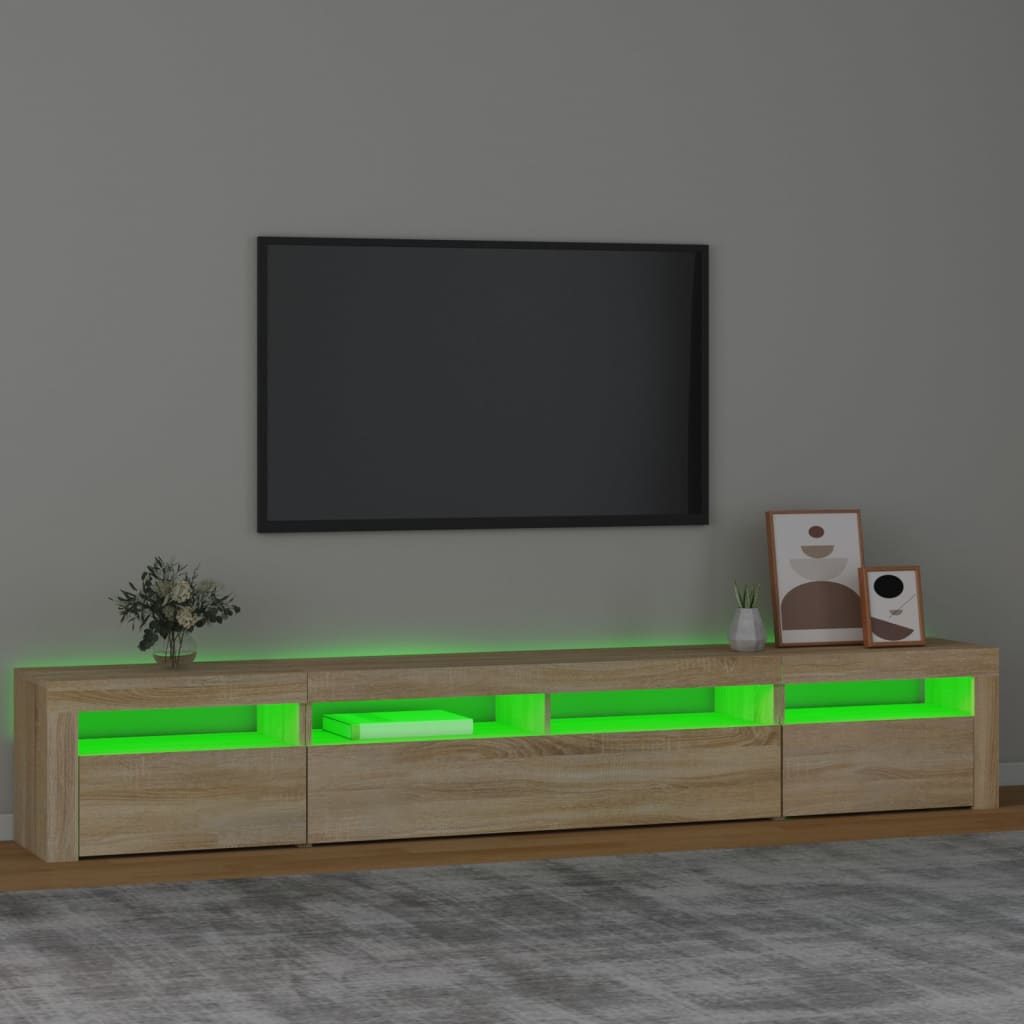 vidaXL Mueble de TV con luces LED roble Sonoma 240x35x40 cm