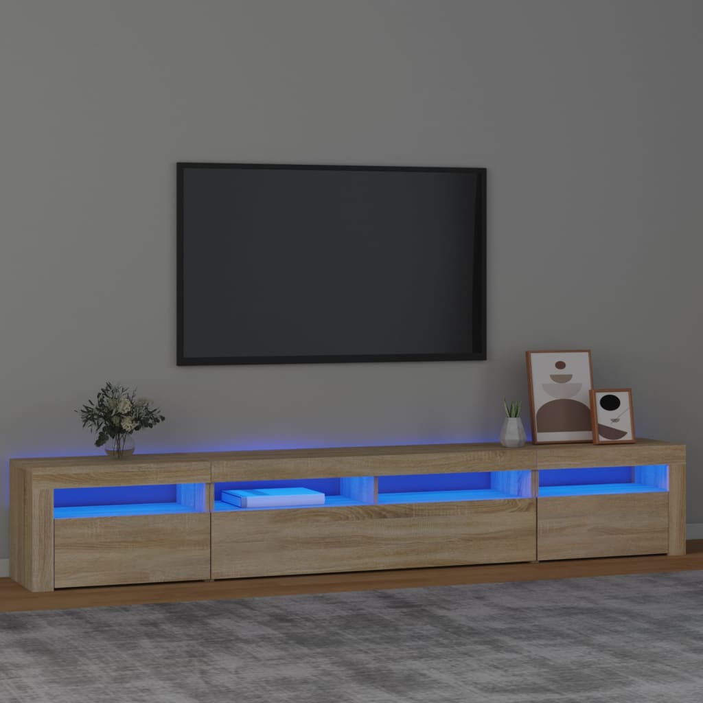 vidaXL Mueble de TV con luces LED roble Sonoma 240x35x40 cm