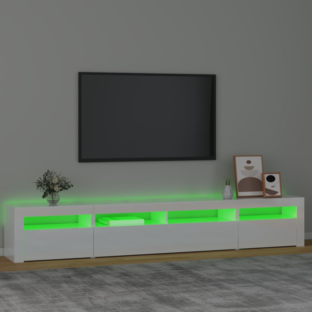 vidaXL Mueble de TV con luces LED blanco brillante 240x35x40 cm