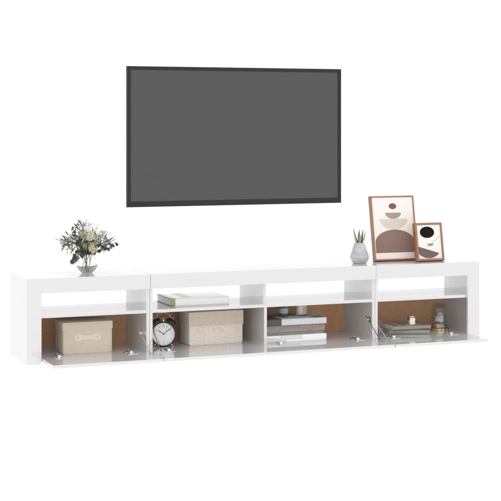 vidaXL Mueble de TV con luces LED blanco brillante 240x35x40 cm