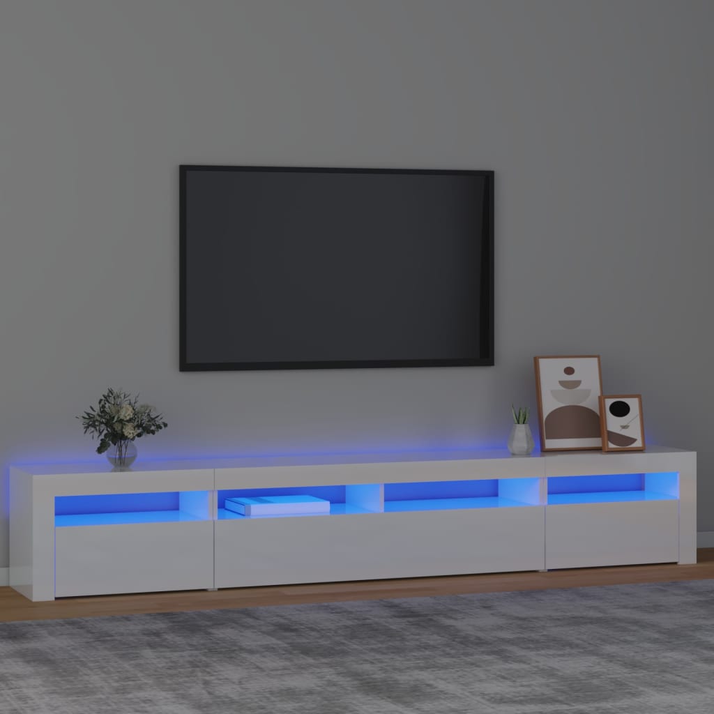 vidaXL Mueble de TV con luces LED blanco brillante 240x35x40 cm