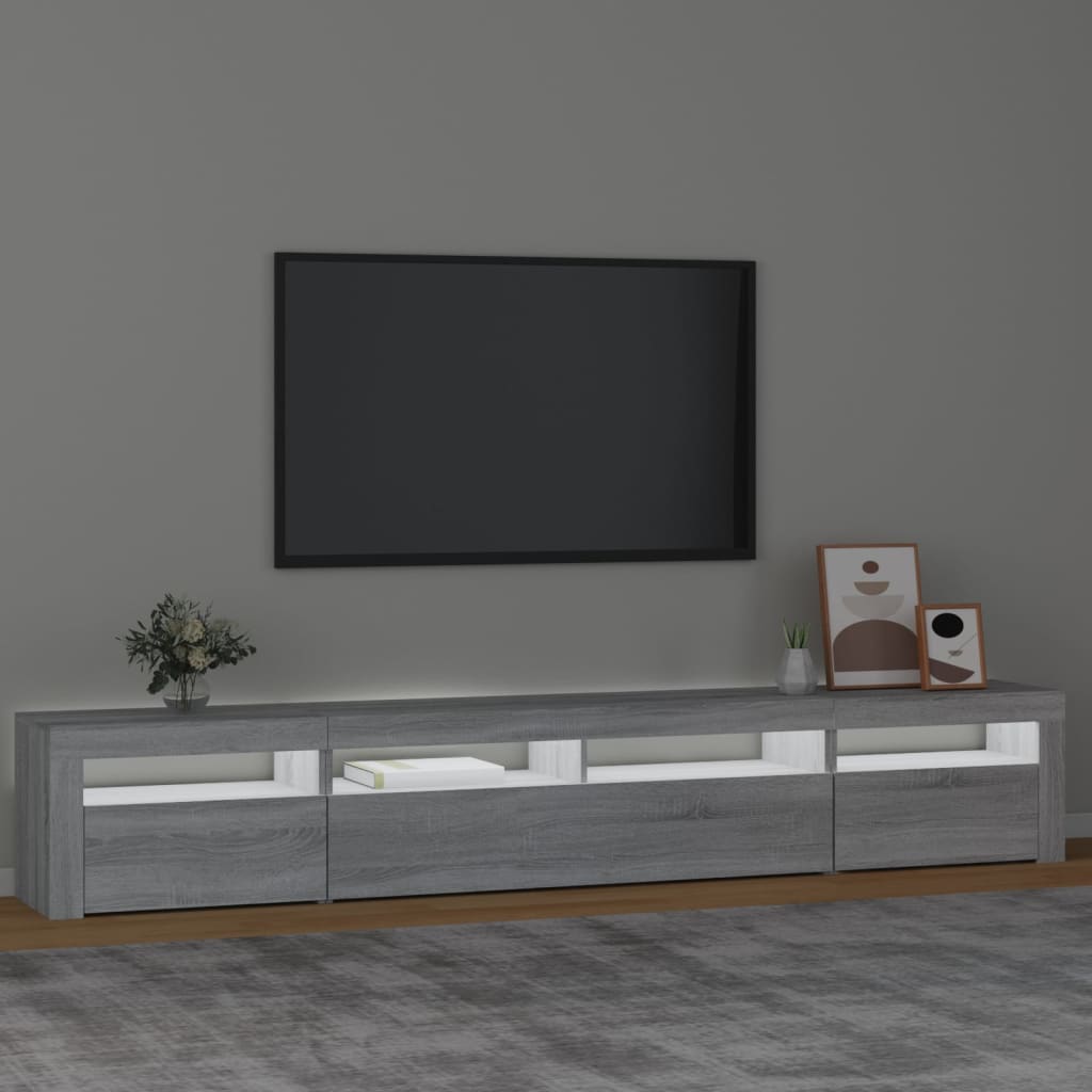 vidaXL Mueble de TV con luces LED gris Sonoma 240x35x40 cm