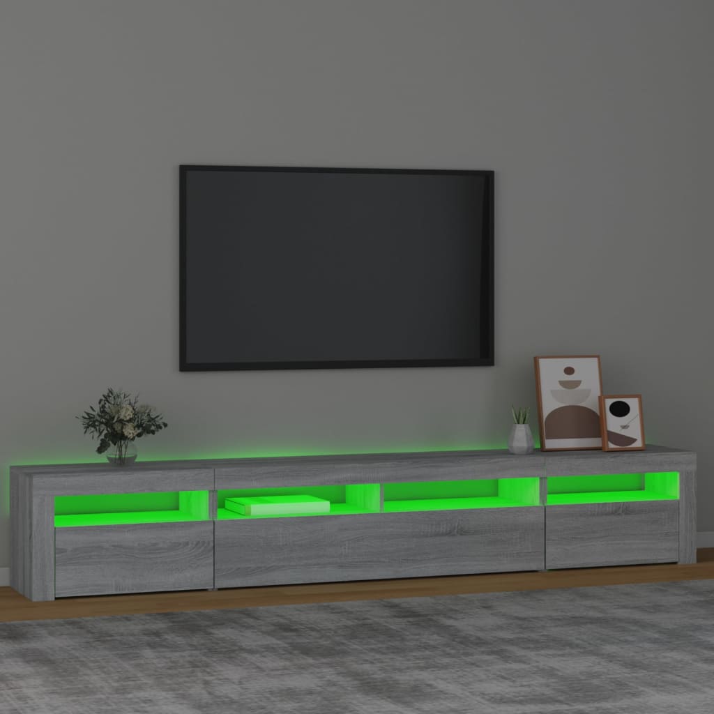 vidaXL Mueble de TV con luces LED gris Sonoma 240x35x40 cm