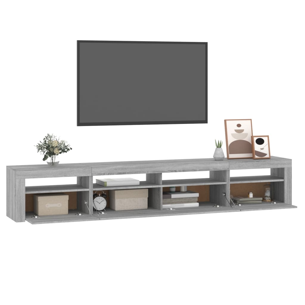 vidaXL Mueble de TV con luces LED gris Sonoma 240x35x40 cm