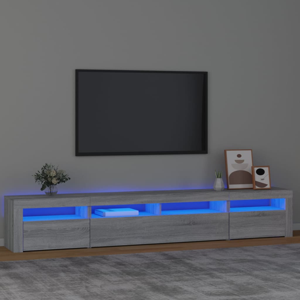 vidaXL Mueble de TV con luces LED gris Sonoma 240x35x40 cm