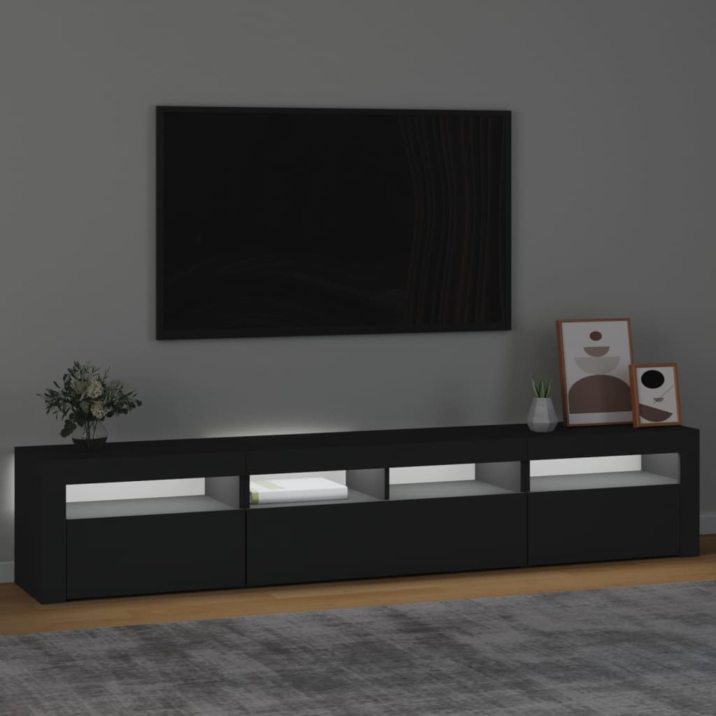 vidaXL Mueble de TV con luces LED Negro 210x35x40 cm