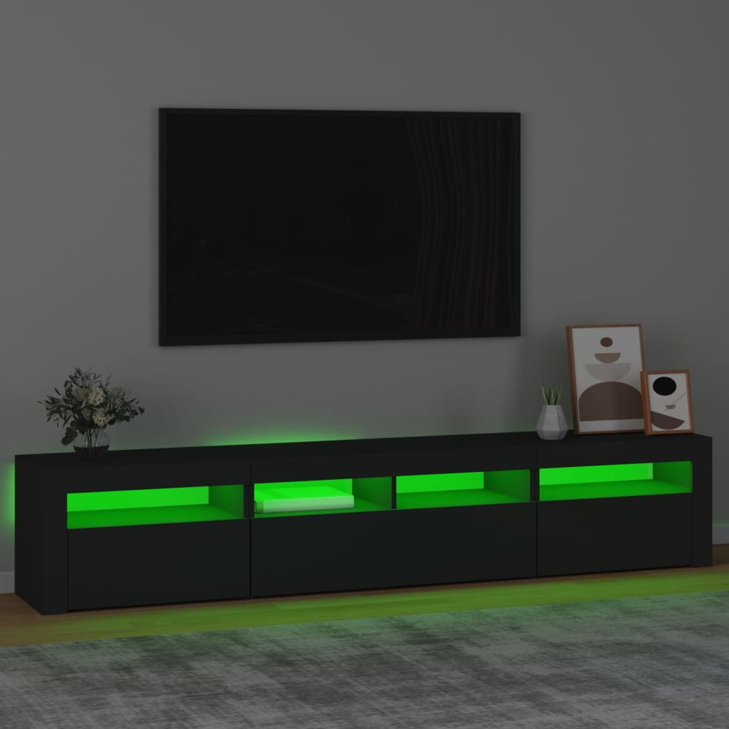 vidaXL Mueble de TV con luces LED Negro 210x35x40 cm