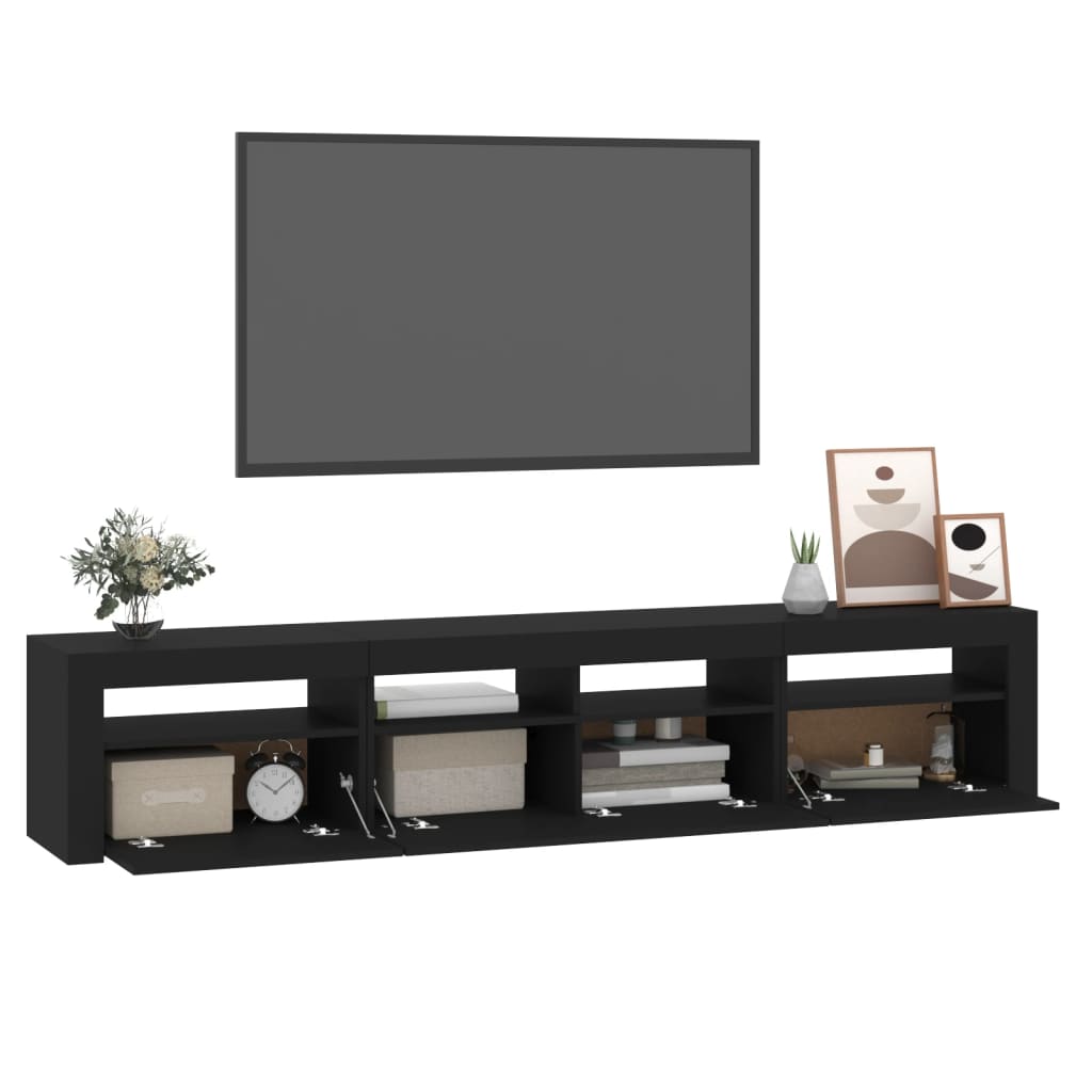 vidaXL Mueble de TV con luces LED Negro 210x35x40 cm