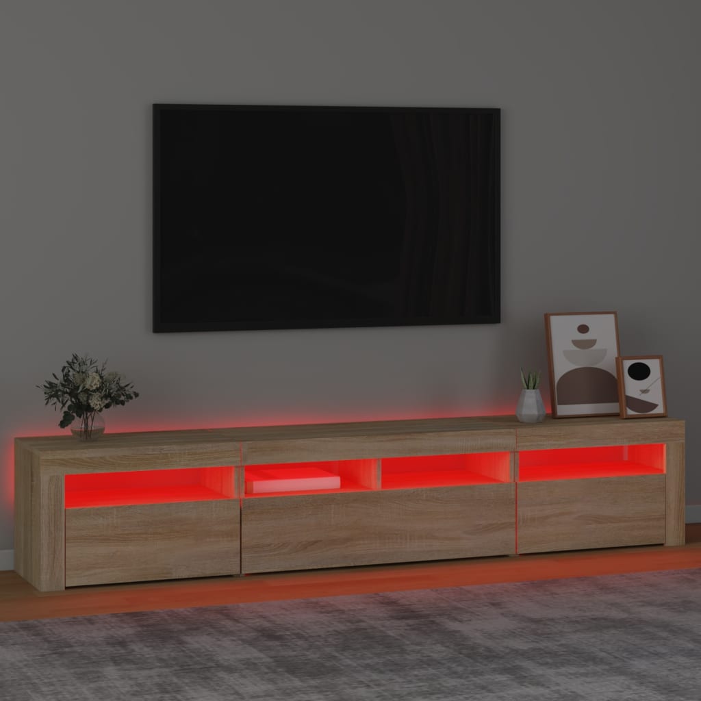 vidaXL Mueble de TV con luces LED roble Sonoma 210x35x40 cm