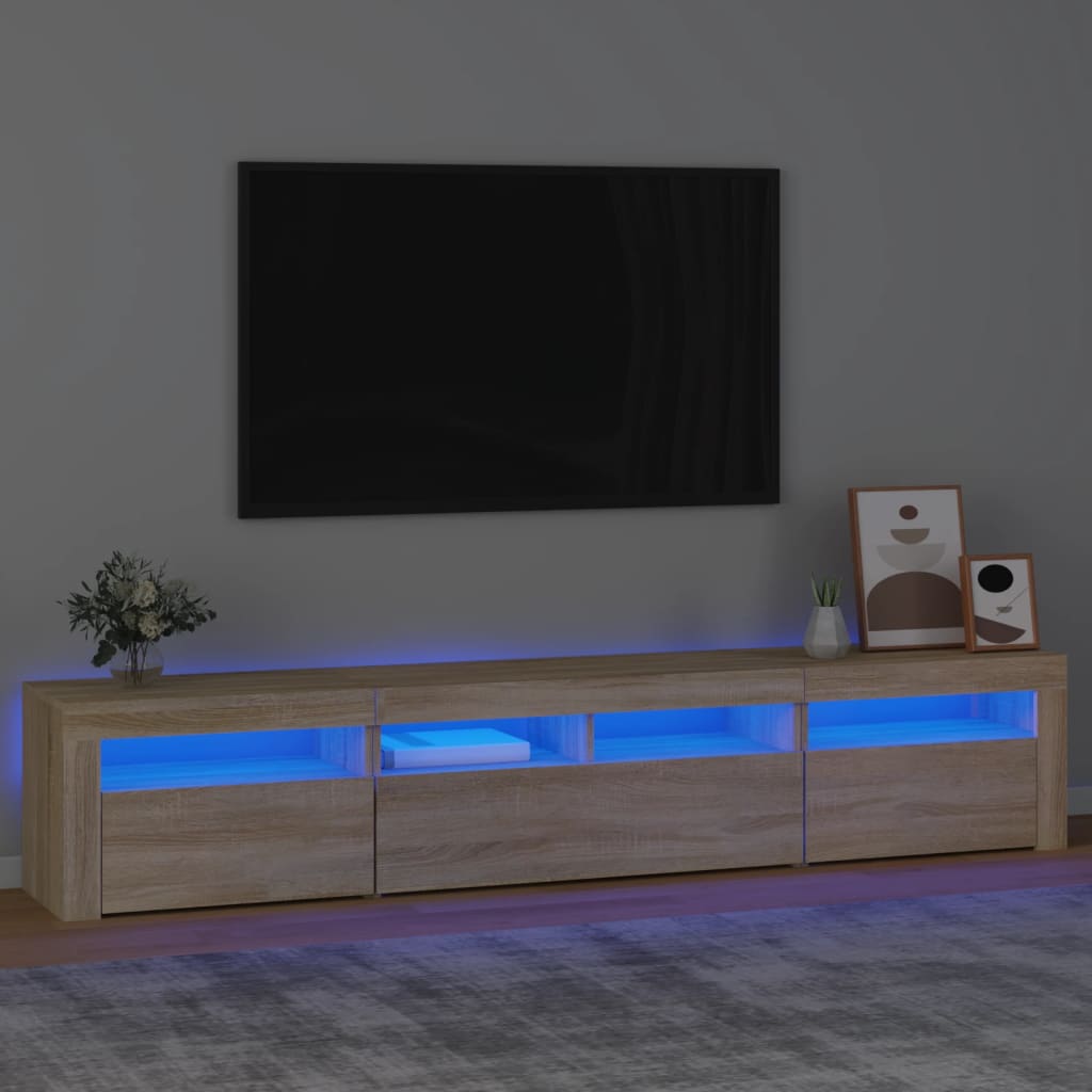 vidaXL Mueble de TV con luces LED roble Sonoma 210x35x40 cm