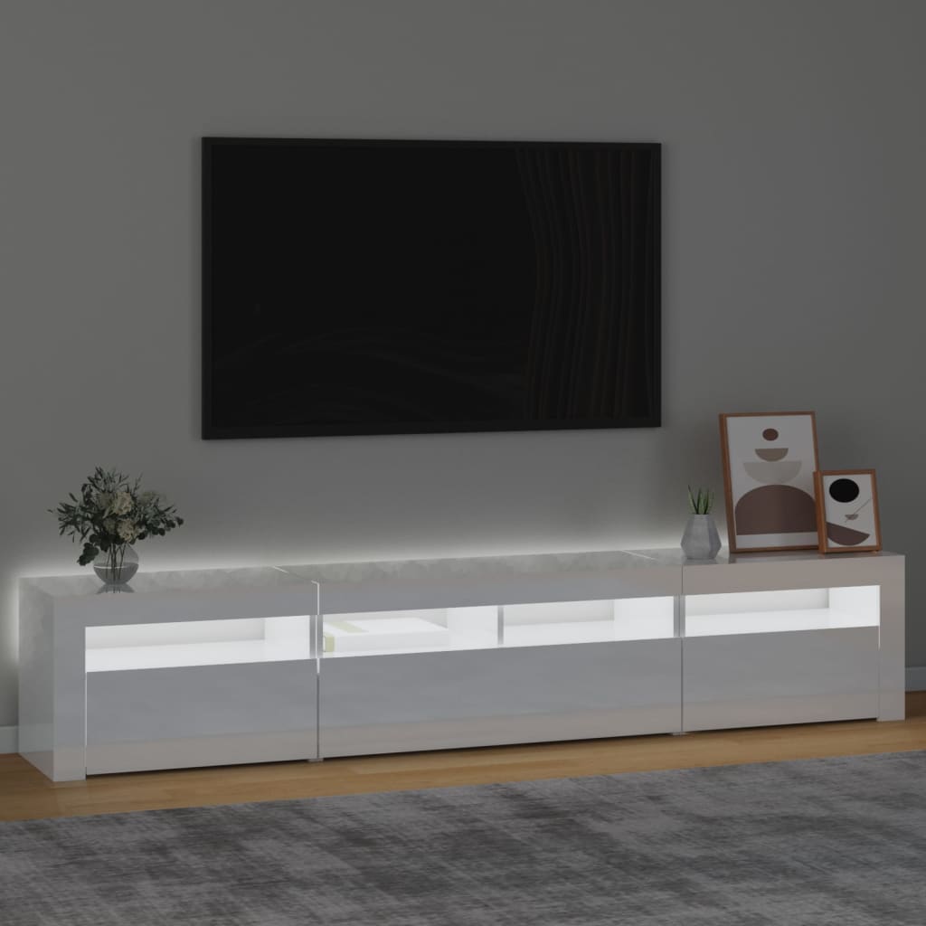 vidaXL Mueble de TV con luces LED blanco brillante 210x35x40 cm