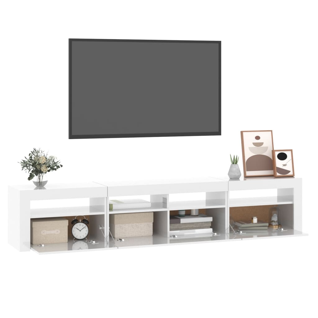 vidaXL Mueble de TV con luces LED blanco brillante 210x35x40 cm