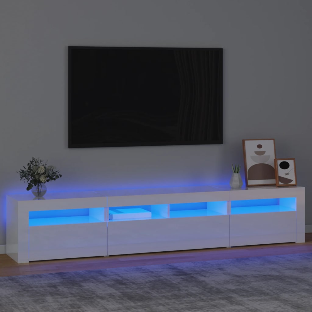 vidaXL Mueble de TV con luces LED blanco brillante 210x35x40 cm