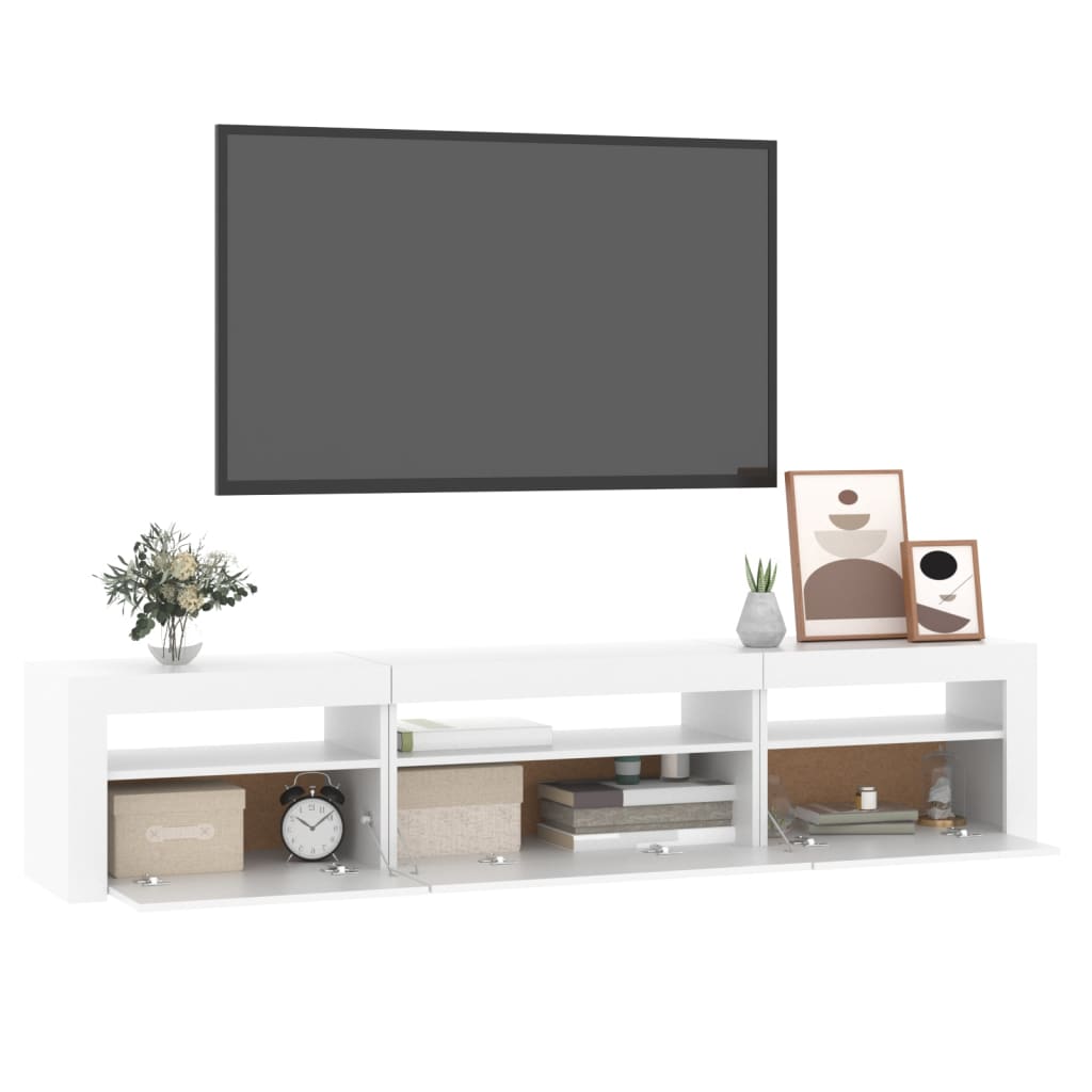 vidaXL Mueble de TV con luces LED blanco 195x35x40 cm