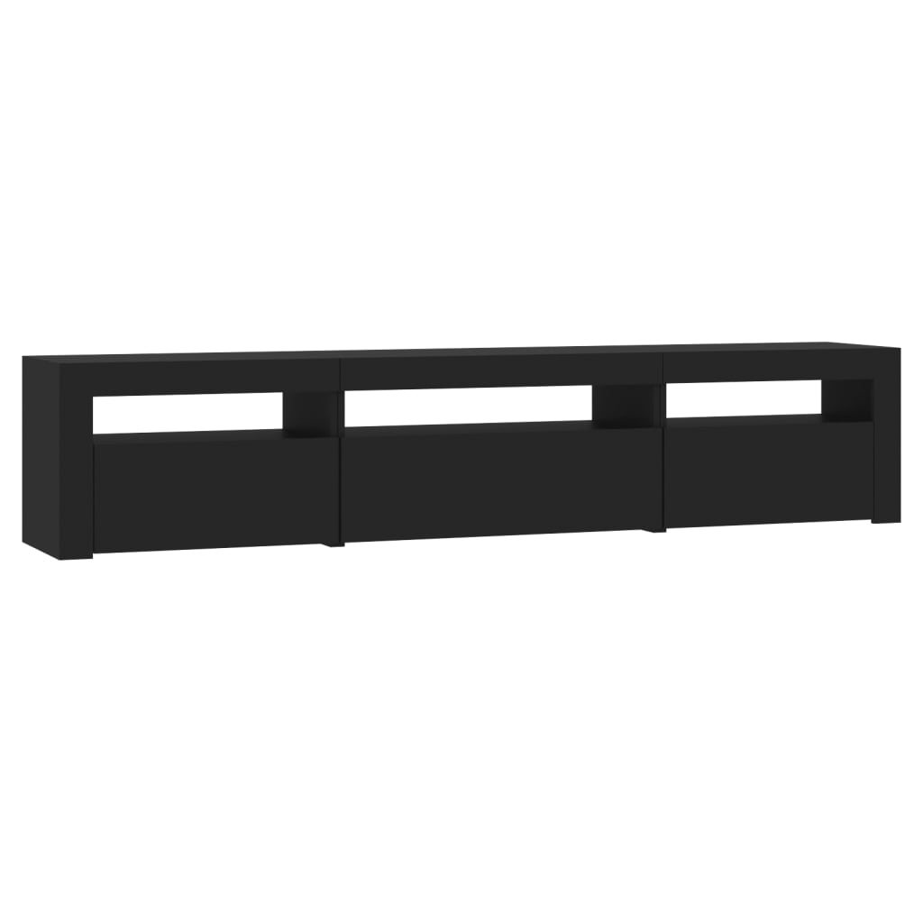 vidaXL Mueble de TV con luces LED negro 195x35x40 cm