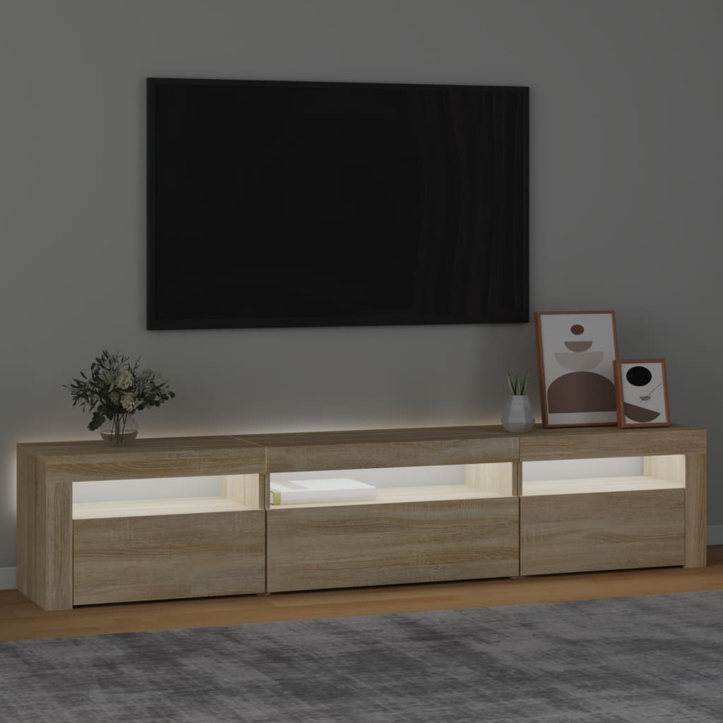 vidaXL Mueble de TV con luces LED roble Sonoma 195x35x40 cm