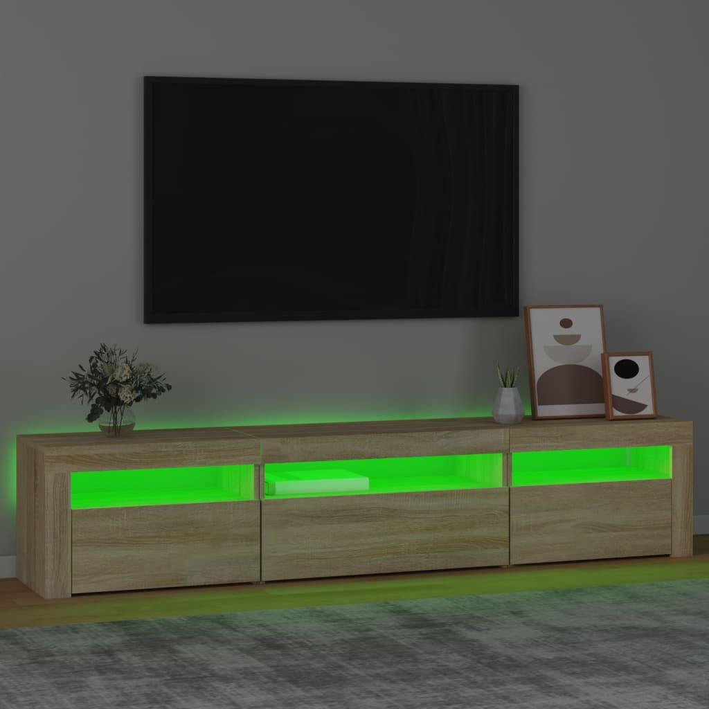 vidaXL Mueble de TV con luces LED roble Sonoma 195x35x40 cm