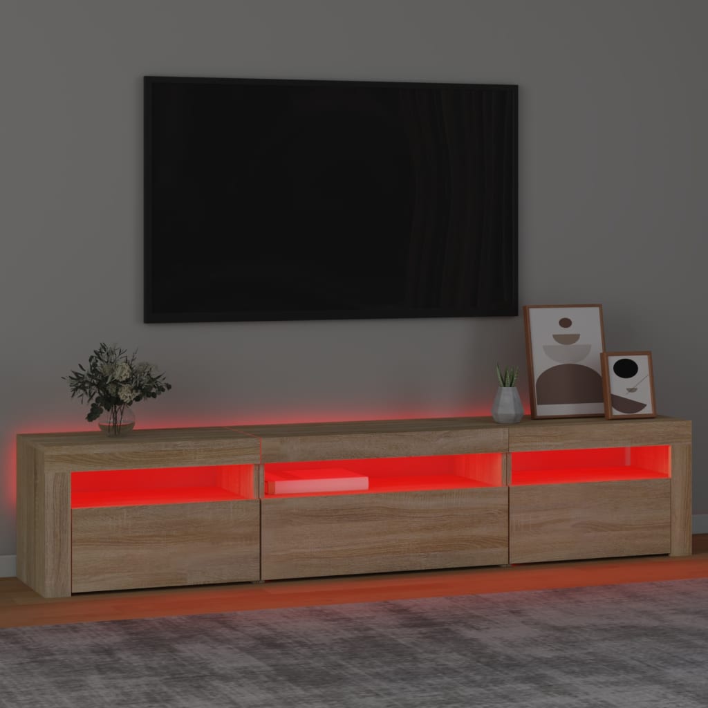 vidaXL Mueble de TV con luces LED roble Sonoma 195x35x40 cm