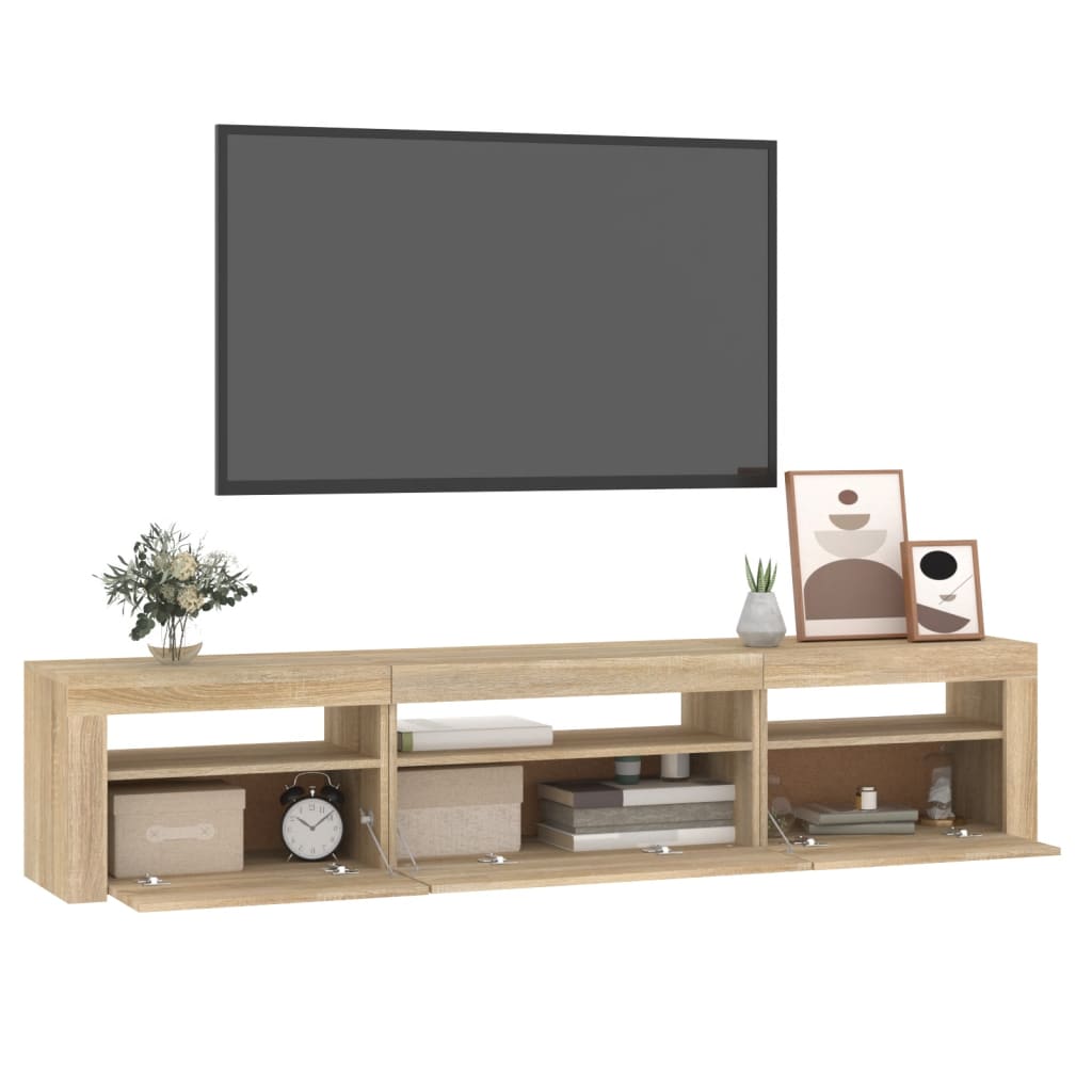 vidaXL Mueble de TV con luces LED roble Sonoma 195x35x40 cm