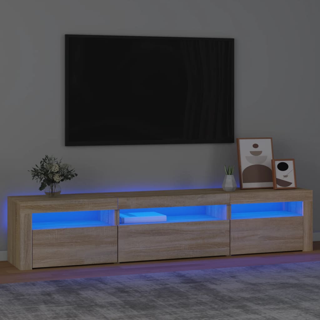 vidaXL Mueble de TV con luces LED roble Sonoma 195x35x40 cm