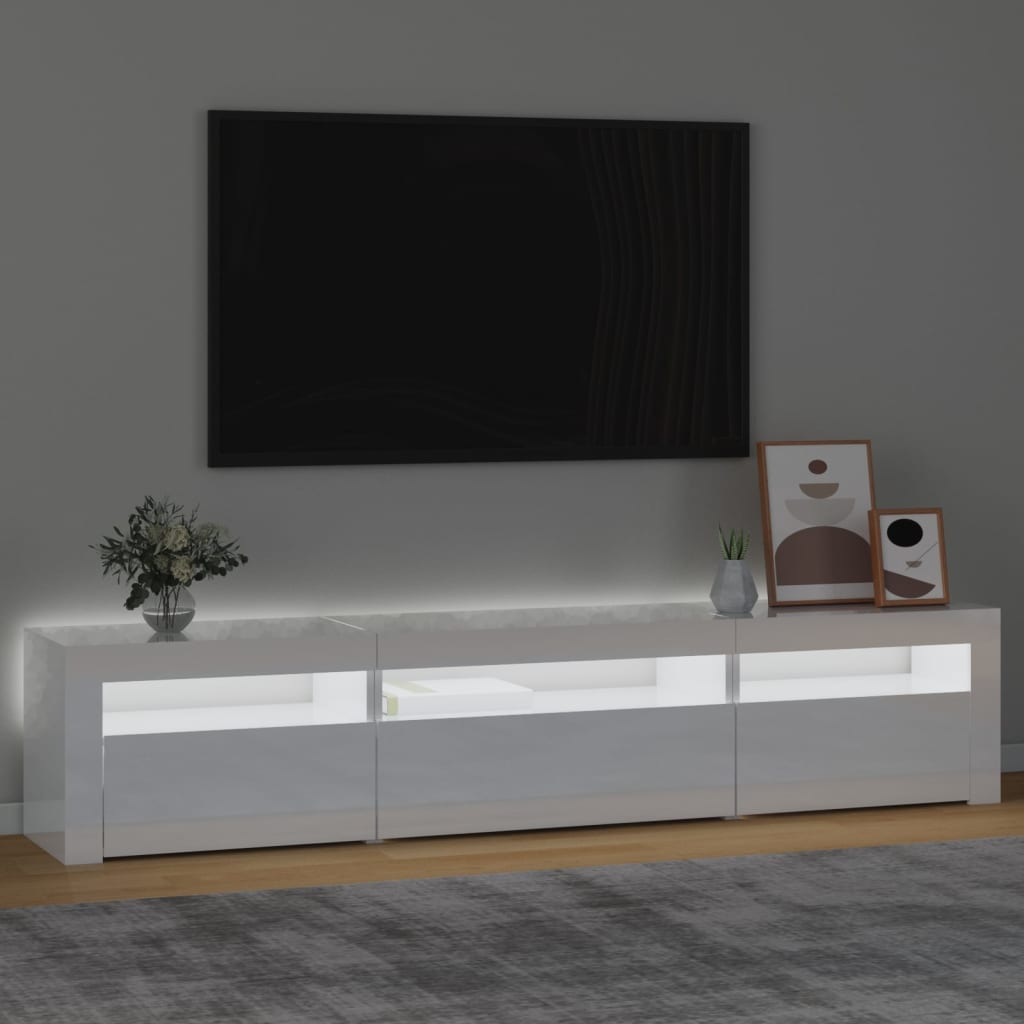 vidaXL Mueble de TV con luces LED blanco brillante 195x35x40 cm