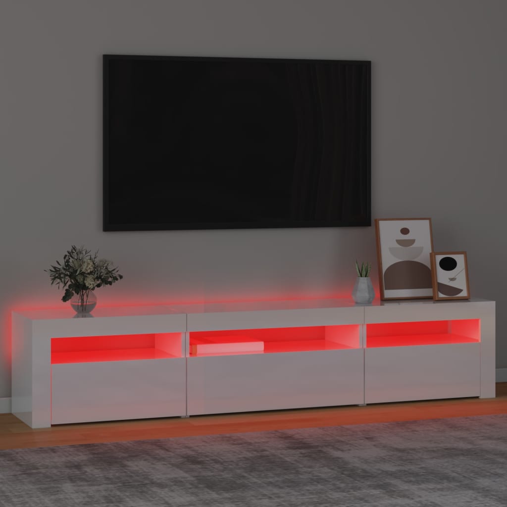 vidaXL Mueble de TV con luces LED blanco brillante 195x35x40 cm