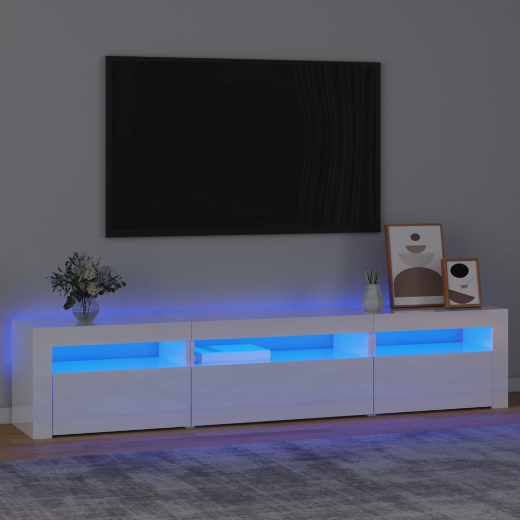 vidaXL Mueble de TV con luces LED blanco brillante 195x35x40 cm