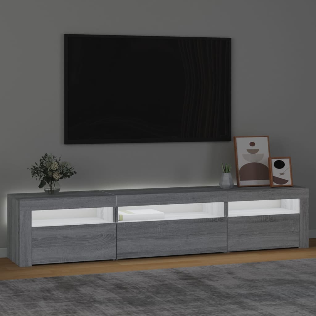 vidaXL Mueble de TV con luces LED gris sonoma 195x35x40 cm