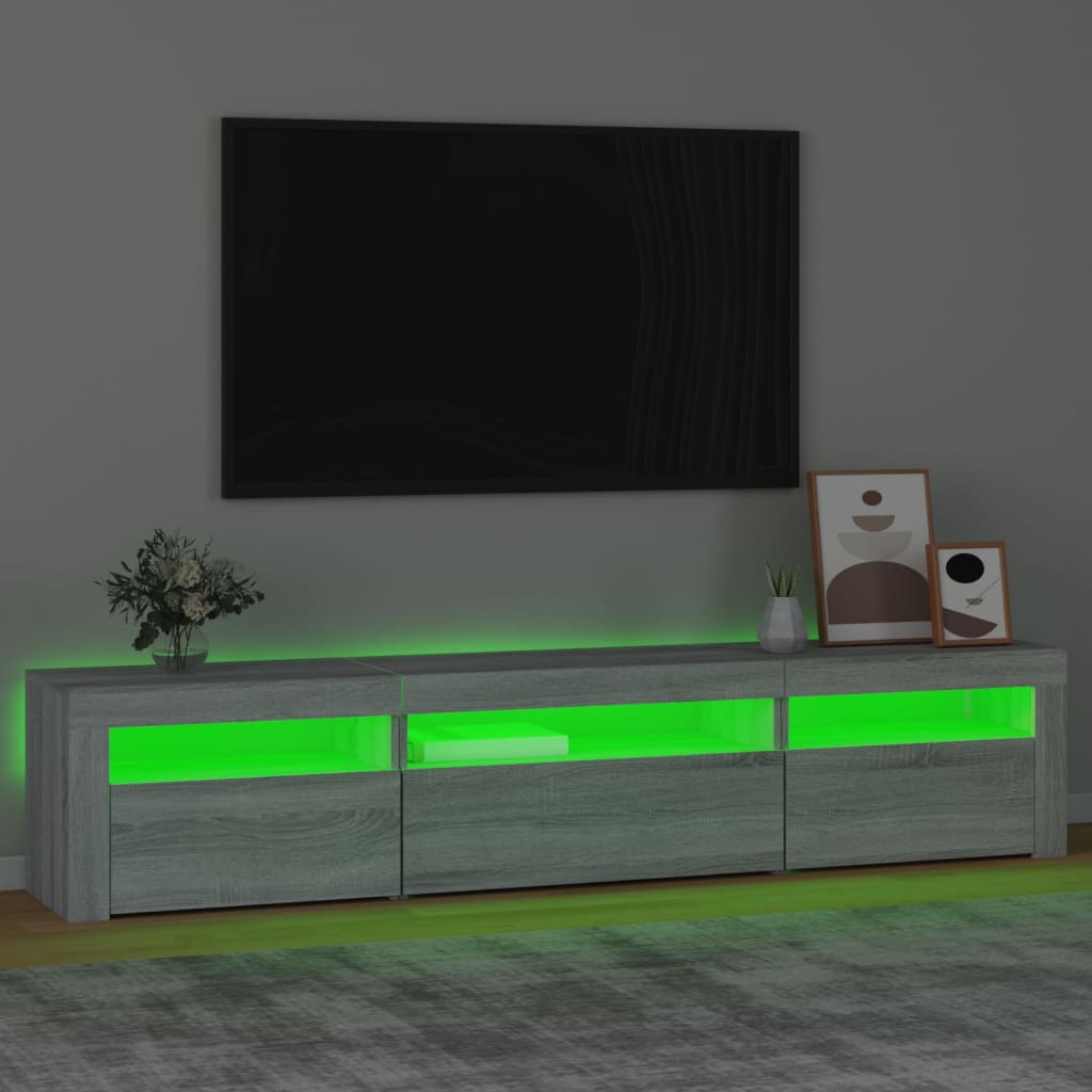 vidaXL Mueble de TV con luces LED gris sonoma 195x35x40 cm