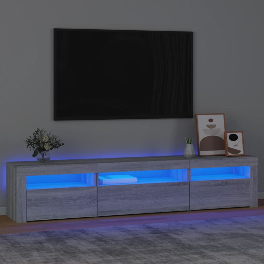 vidaXL Mueble de TV con luces LED gris sonoma 195x35x40 cm