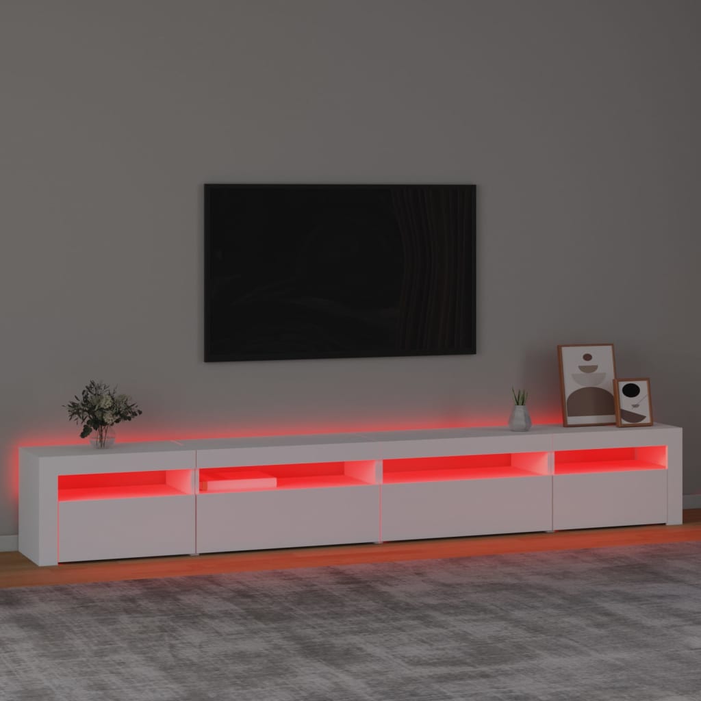 vidaXL Mueble de TV con luces LED blanco 270x35x40 cm