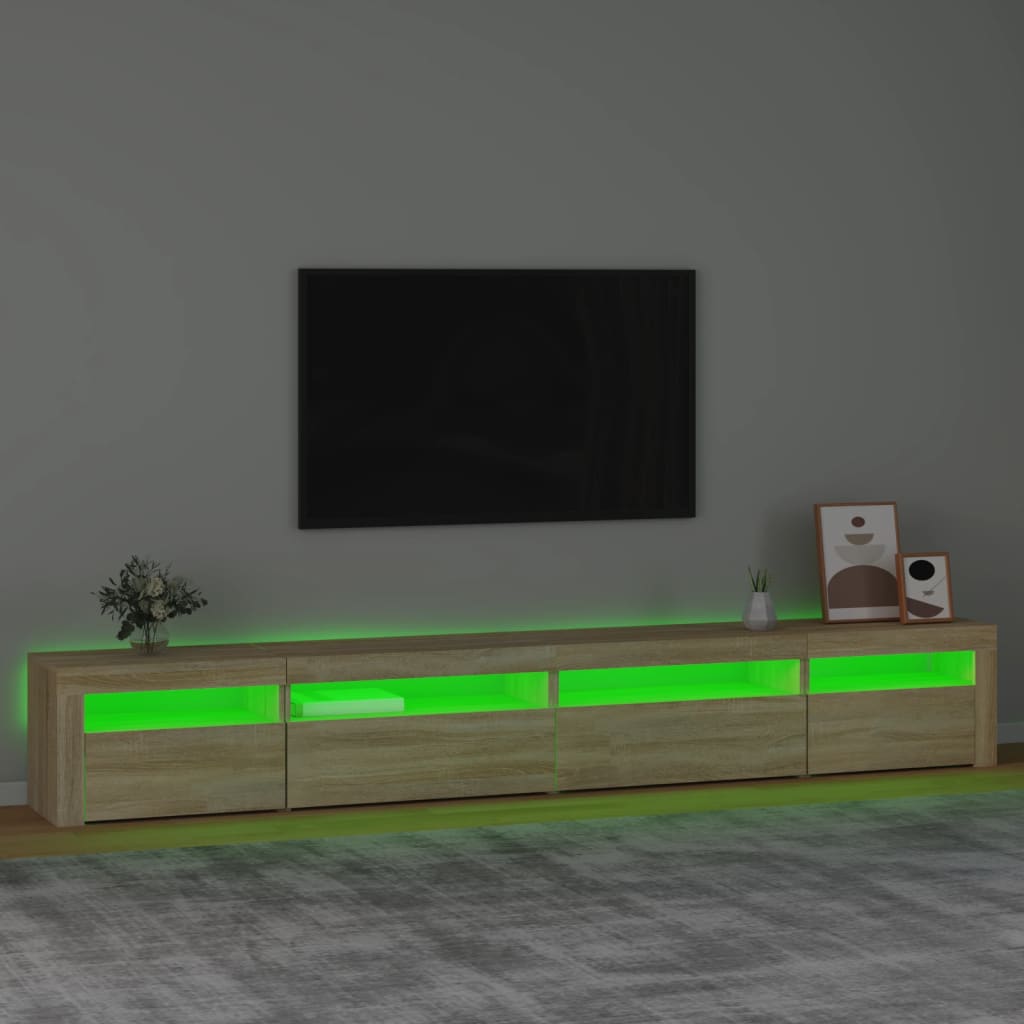 vidaXL Mueble de TV con luces LED roble Sonoma 270x35x40 cm