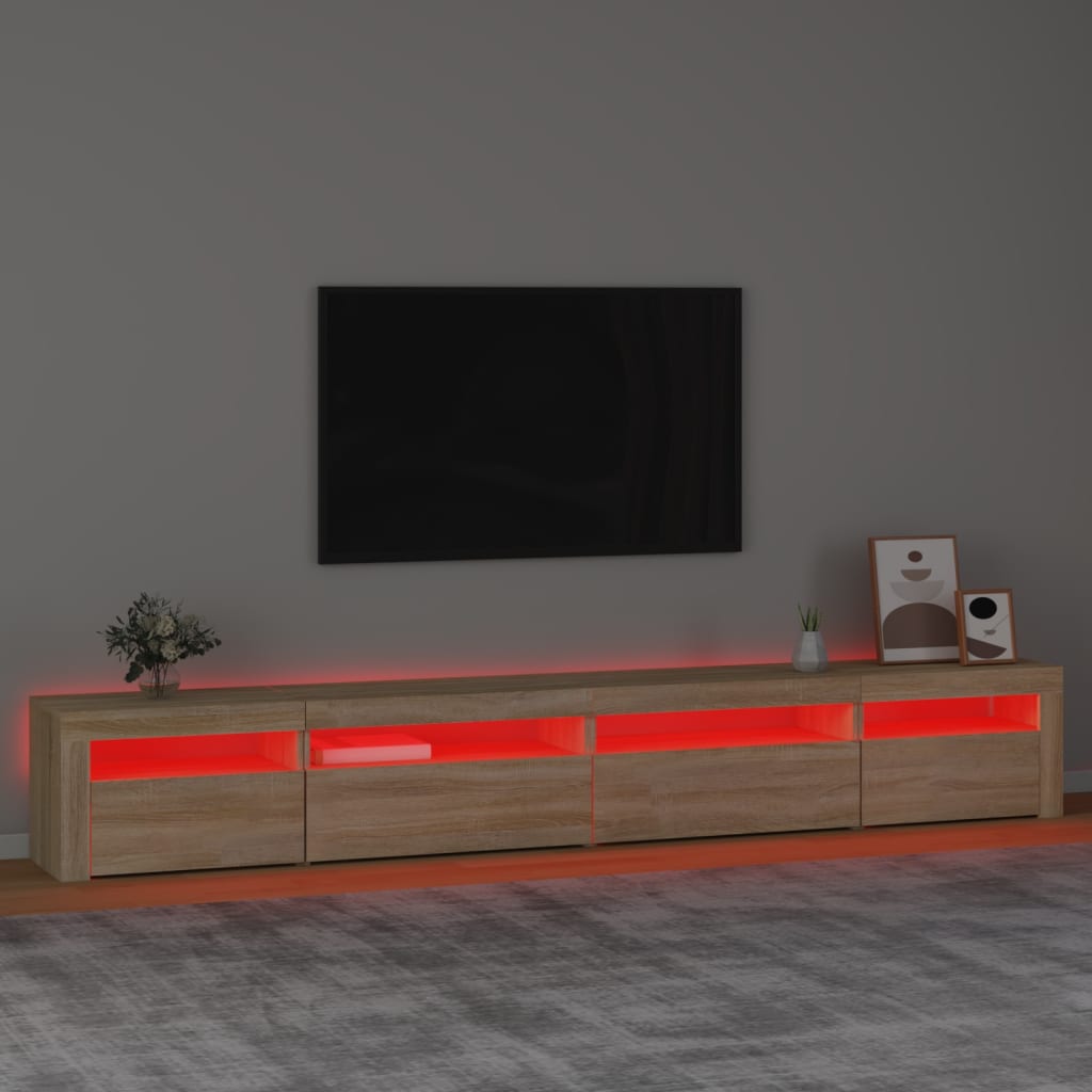 vidaXL Mueble de TV con luces LED roble Sonoma 270x35x40 cm