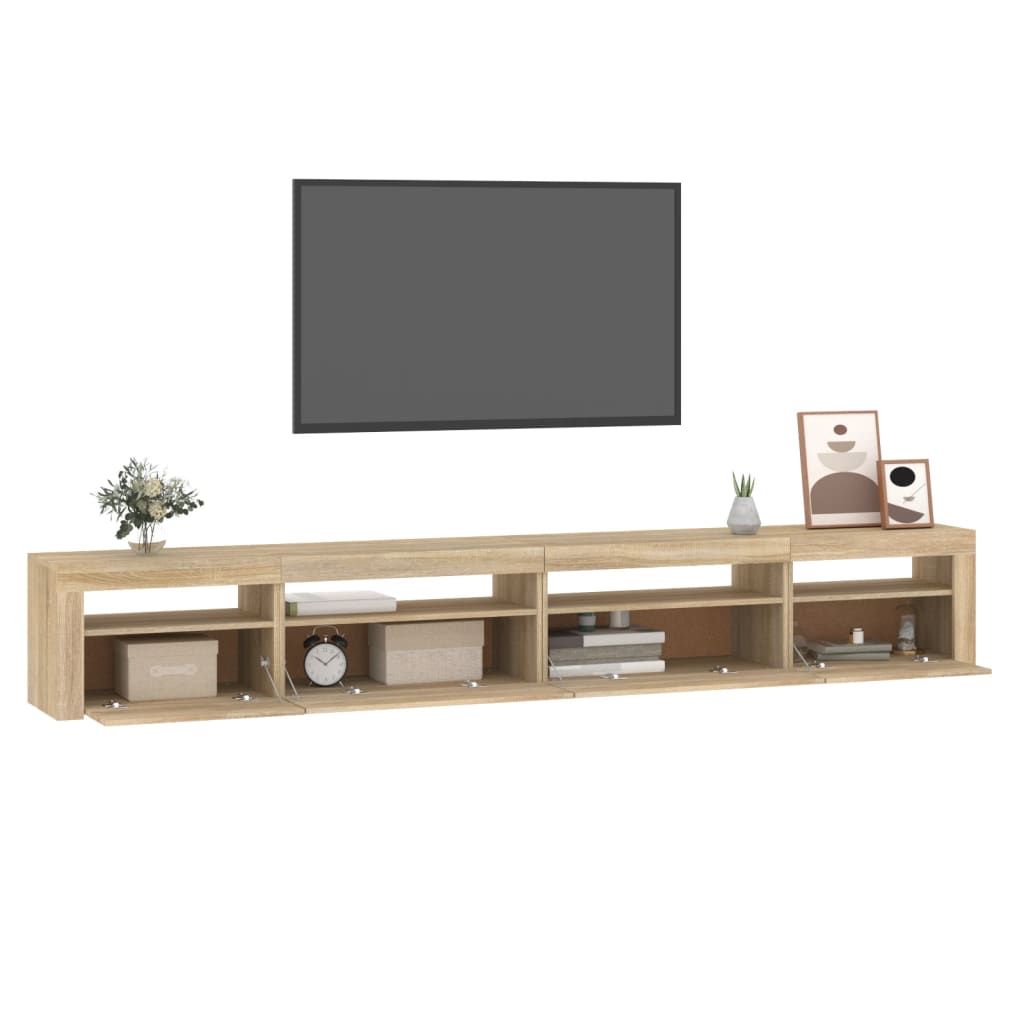 vidaXL Mueble de TV con luces LED roble Sonoma 270x35x40 cm