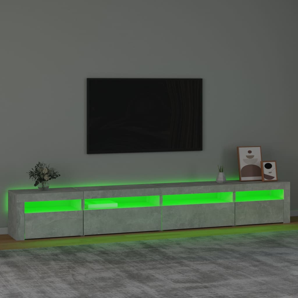 vidaXL Mueble de TV con luces LED gris hormigón 270x35x40 cm