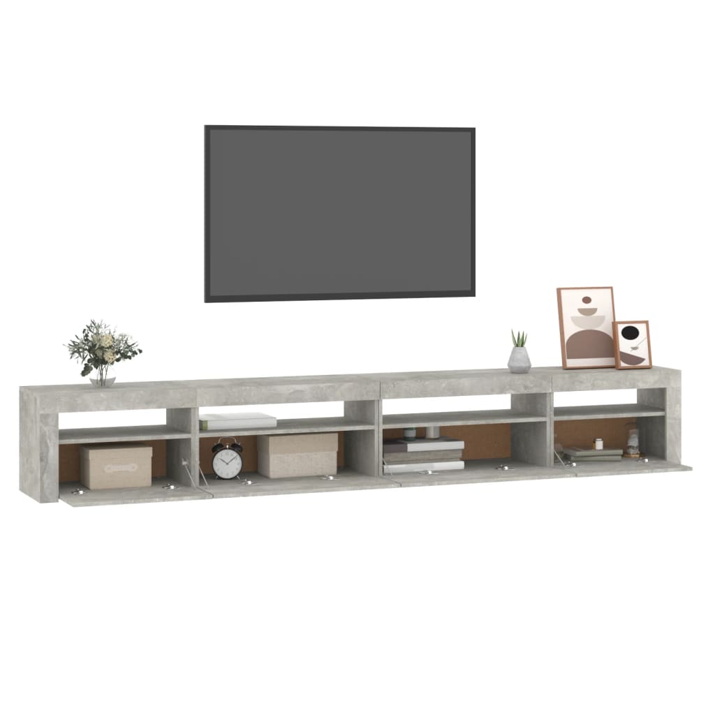 vidaXL Mueble de TV con luces LED gris hormigón 270x35x40 cm