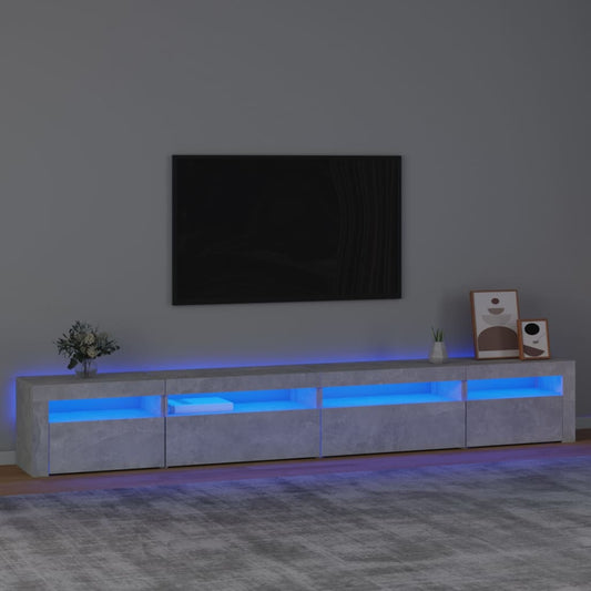 vidaXL Mueble de TV con luces LED gris hormigón 270x35x40 cm