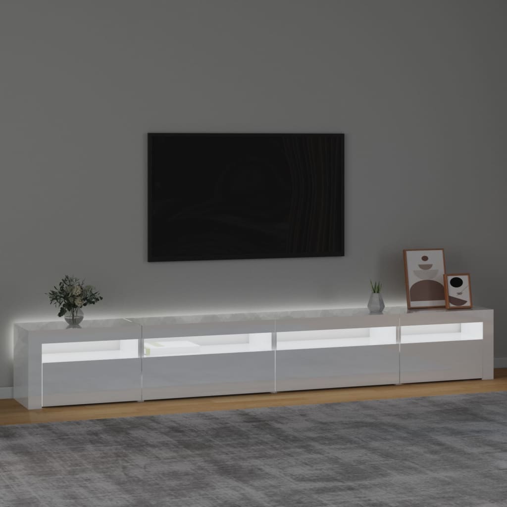 vidaXL Mueble de TV con luces LED blanco brillante 270x35x40 cm