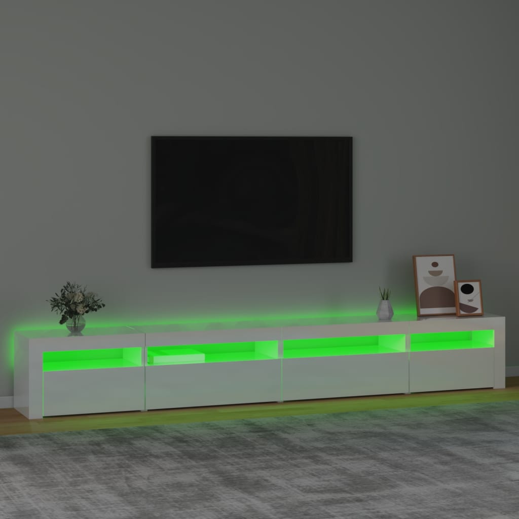 vidaXL Mueble de TV con luces LED blanco brillante 270x35x40 cm