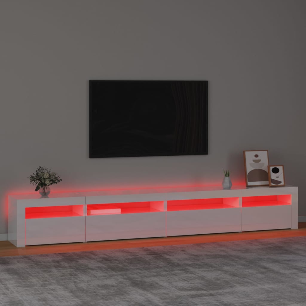 vidaXL Mueble de TV con luces LED blanco brillante 270x35x40 cm