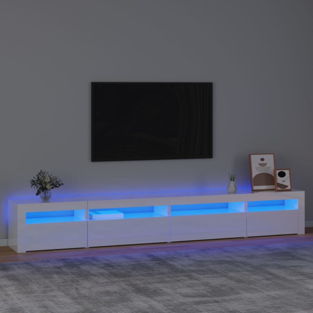 vidaXL Mueble de TV con luces LED blanco brillante 270x35x40 cm