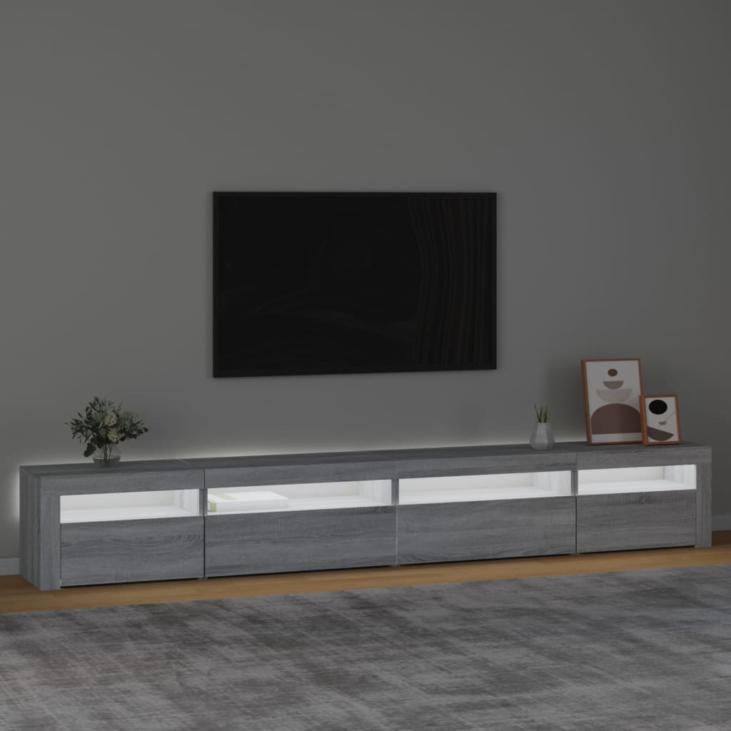 vidaXL Mueble de TV con luces LED gris sonoma 270x35x40 cm