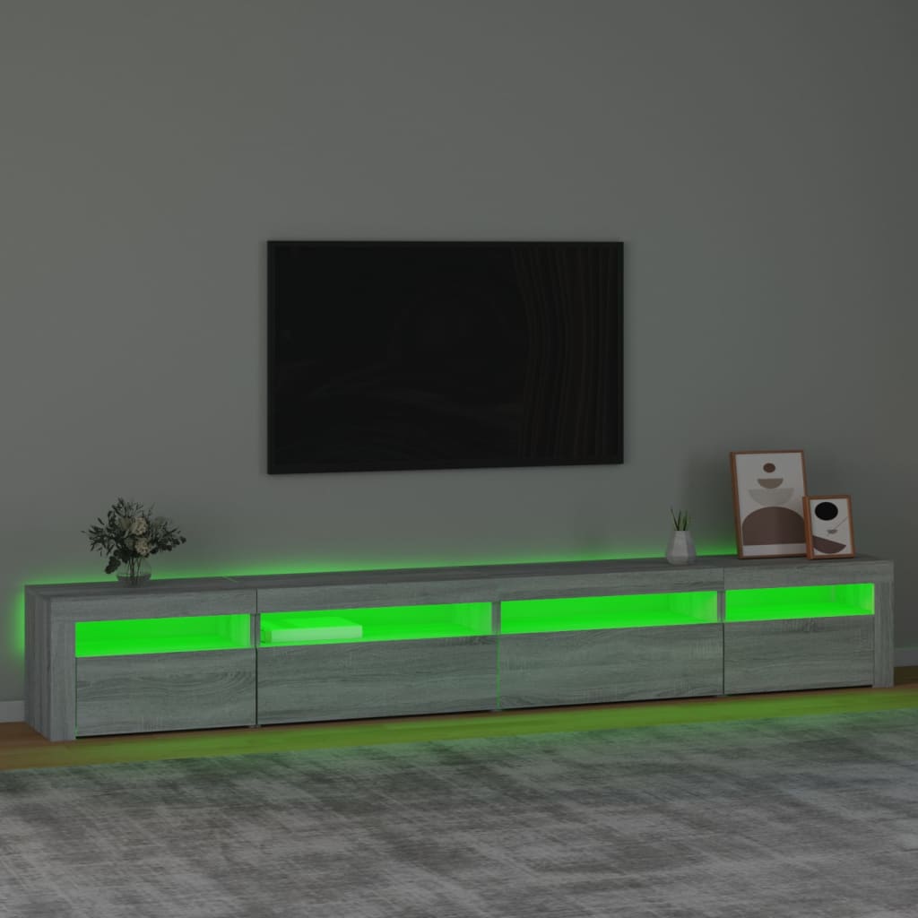 vidaXL Mueble de TV con luces LED gris sonoma 270x35x40 cm