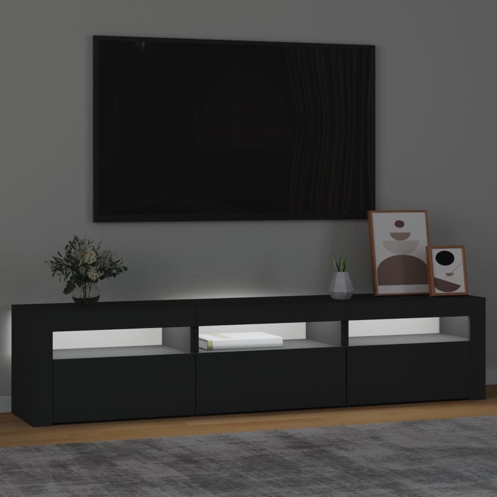 vidaXL Mueble de TV con luces LED negro 180x35x40 cm