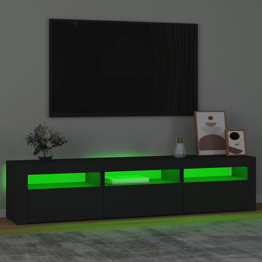 vidaXL Mueble de TV con luces LED negro 180x35x40 cm