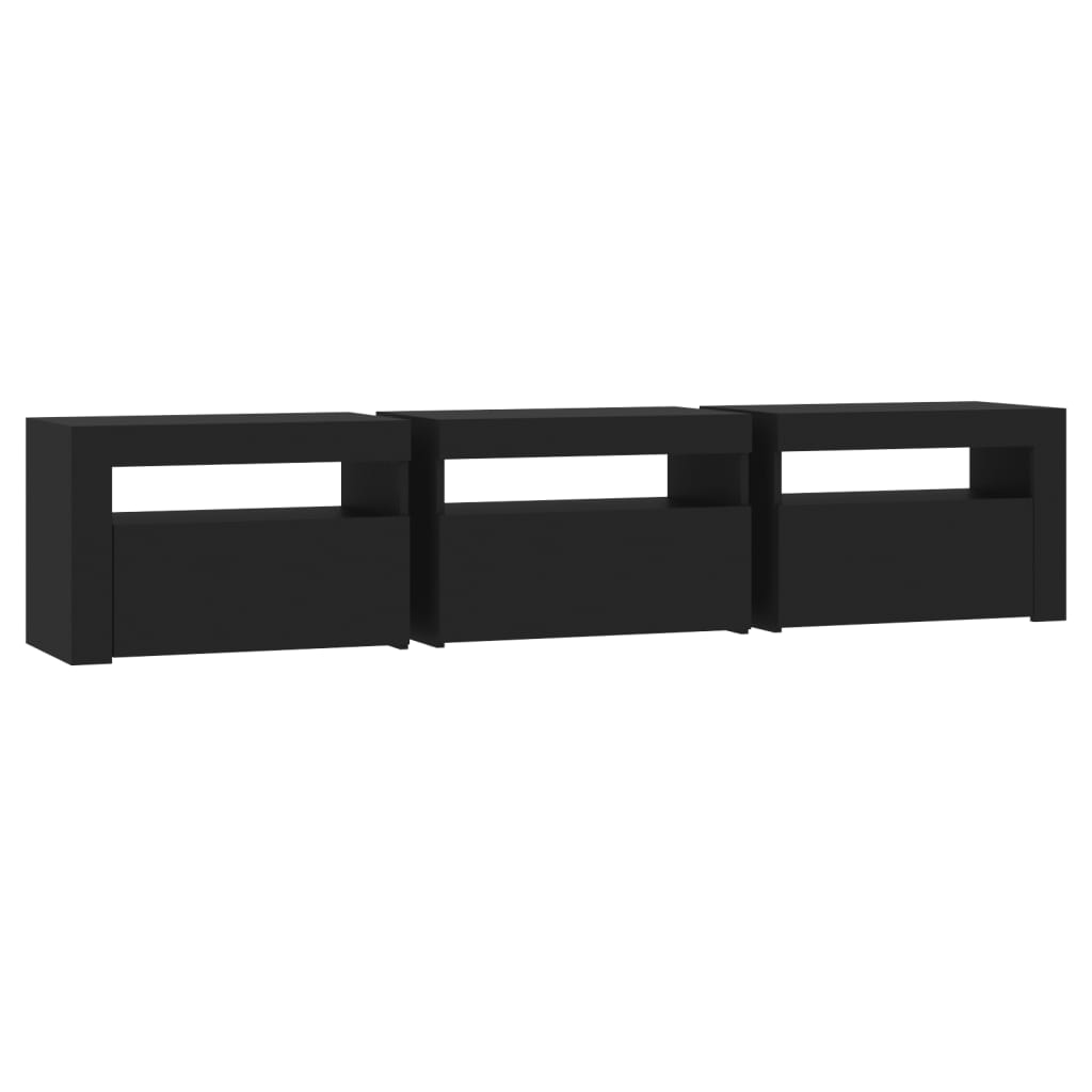 vidaXL Mueble de TV con luces LED negro 180x35x40 cm