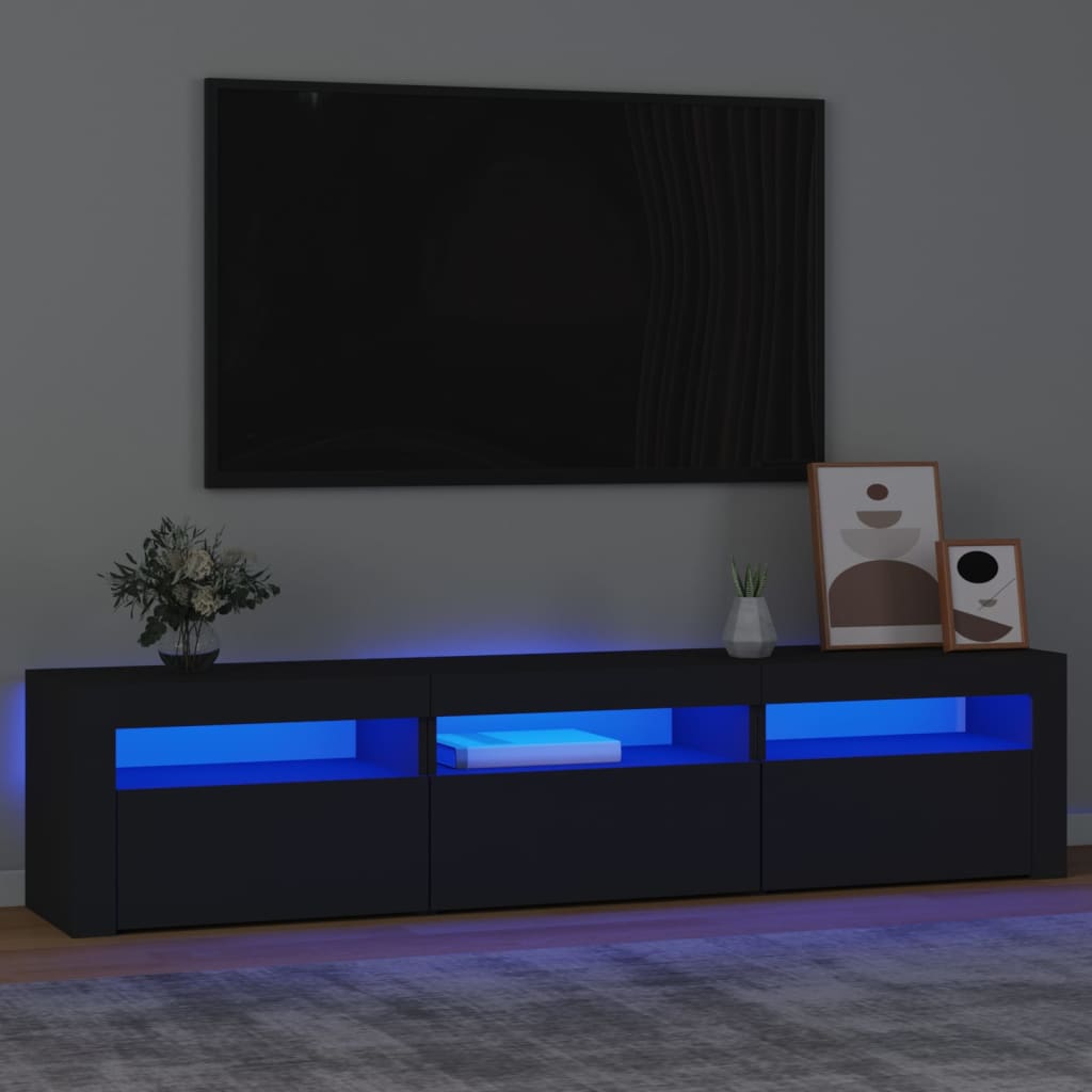 vidaXL Mueble de TV con luces LED negro 180x35x40 cm