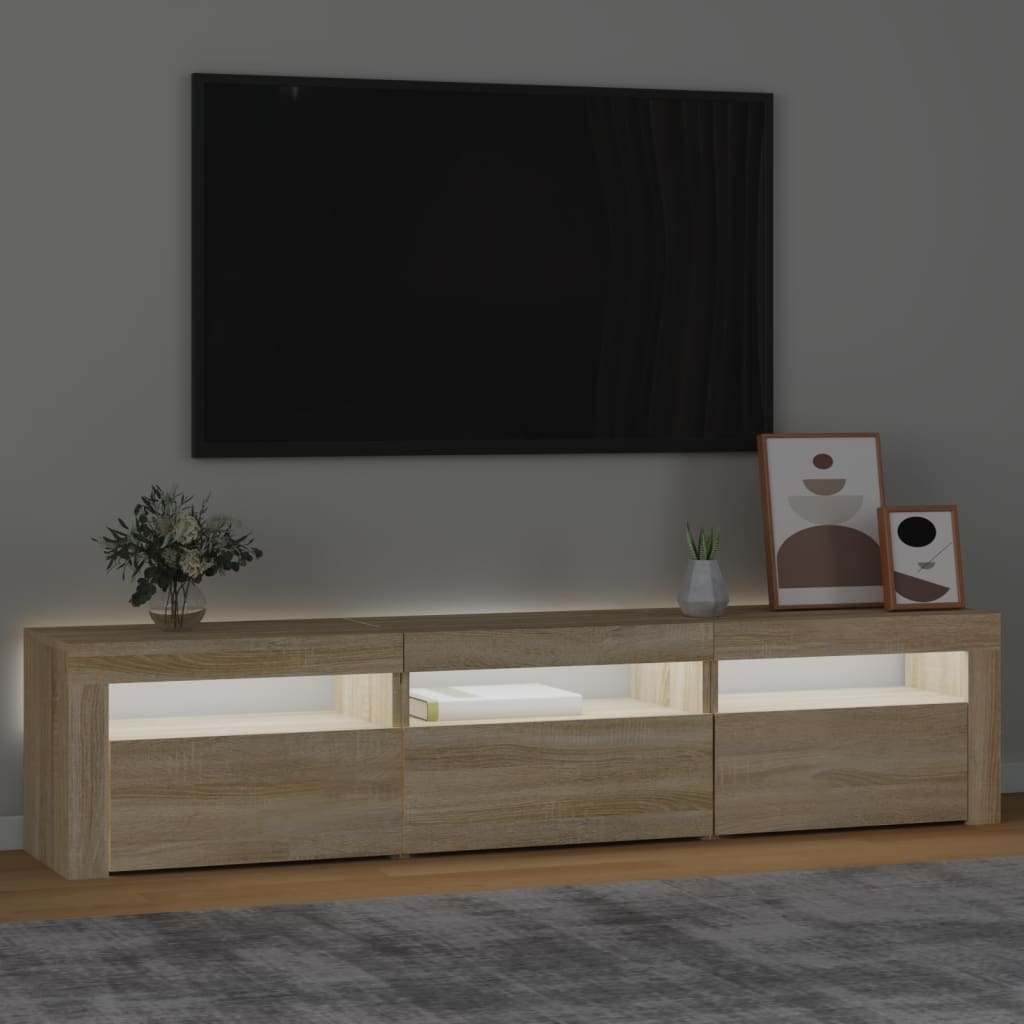 vidaXL Mueble de TV con luces LED roble Sonoma 180x35x40 cm