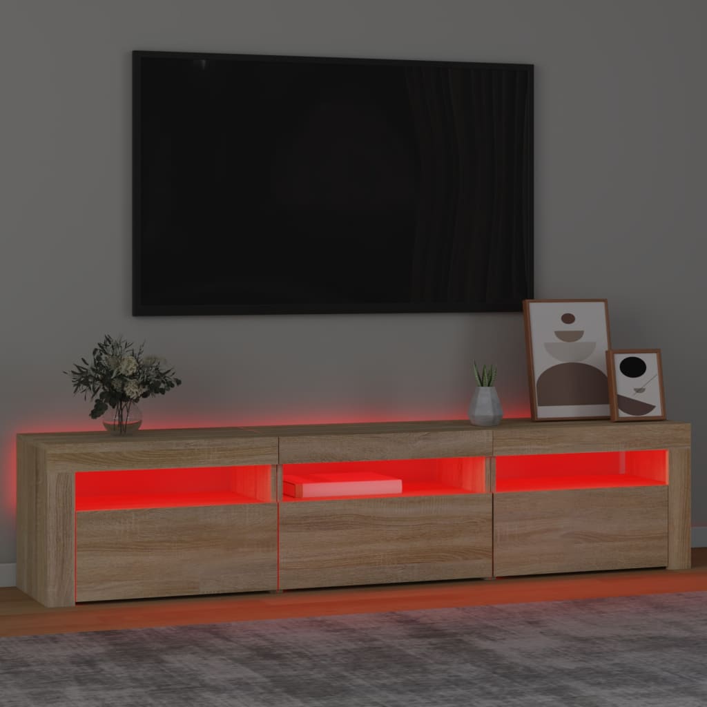 vidaXL Mueble de TV con luces LED roble Sonoma 180x35x40 cm